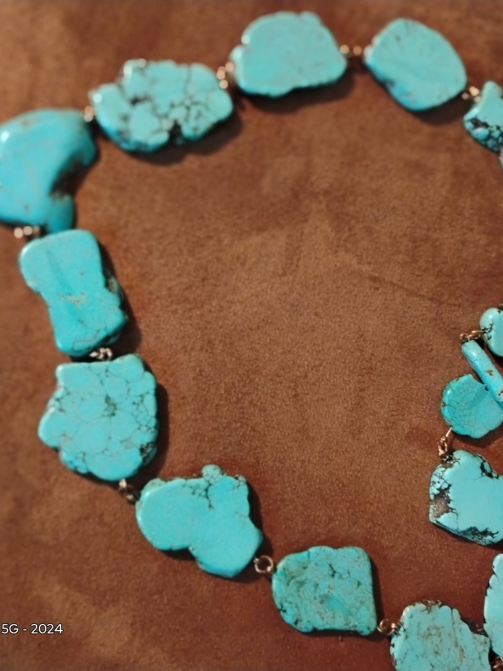 Turquoise Stone Link Necklace - Women's Blue Turquoise Jewelry
